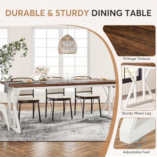 Tribesigns Farmhouse Dining Table for 6-8 People, 78.7-Inch Rectangular Wood ...