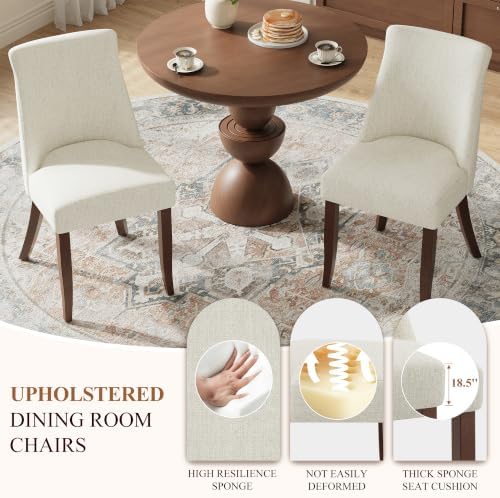 COLAMY Upholstered Mid Century Dining Chairs Set of 6, Beige