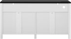 59'' Modern 4-Door Sideboard Buffet with Power Outlets & USB Ports,Adjustable Shelves and Half-Open Storage Cabinet,Metal Accents & Aluminum Handles for Living Room,Dining Room,Entryway (White+Black)