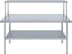 Stainless Steel Work Table with Wide Single Tier Overshelf | 24" x 72" Work Table + 12" Overshelf