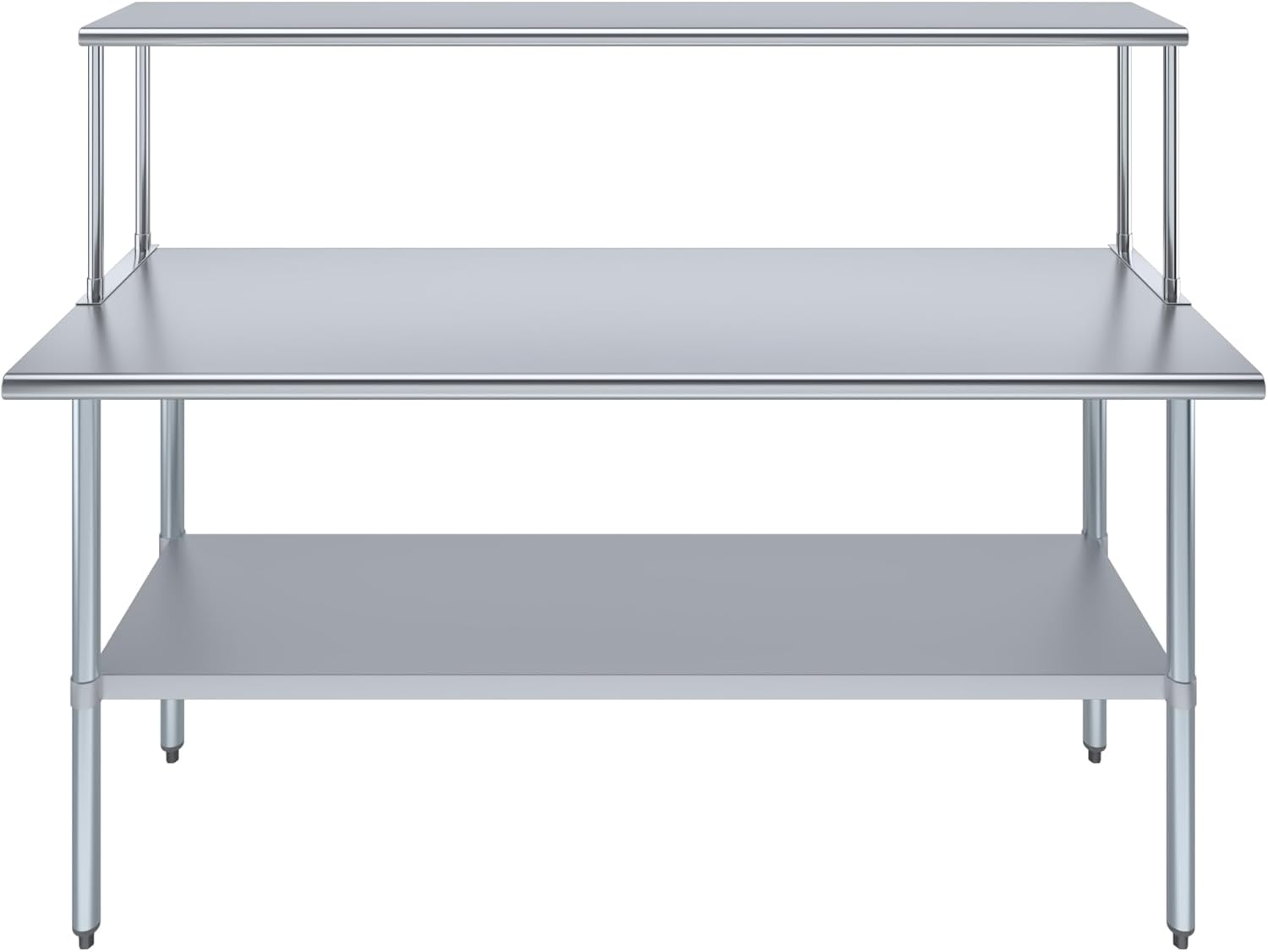 Stainless Steel Work Table with Wide Single Tier Overshelf | 24" x 72" Work Table + 12" Overshelf