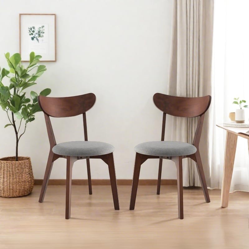 ERGOMASTER Mid-Century Dining Chairs, Rubber Wood Chairs with Back for Home, ...