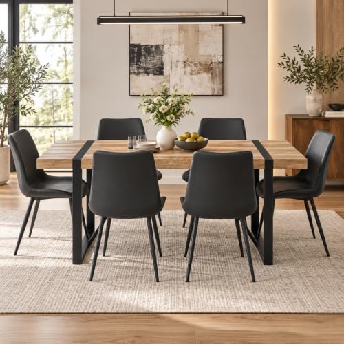 Dining Table Set for 6, 71'' Wood Dining Table and Chairs Set of 6