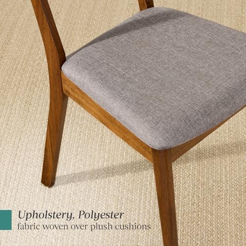 Best Choice Products Wooden Dining Chairs, Wood Mid-Century Modern Upholstere...