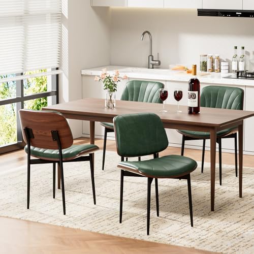 REONEY Dining Chairs Set of 4, Mid-Century Modern Kitchen Chairs, Green