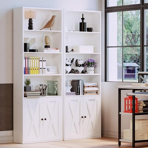 IRONCK Industrial Bookshelves and Bookcases with Doors Floor Standing 6 Shelf...
