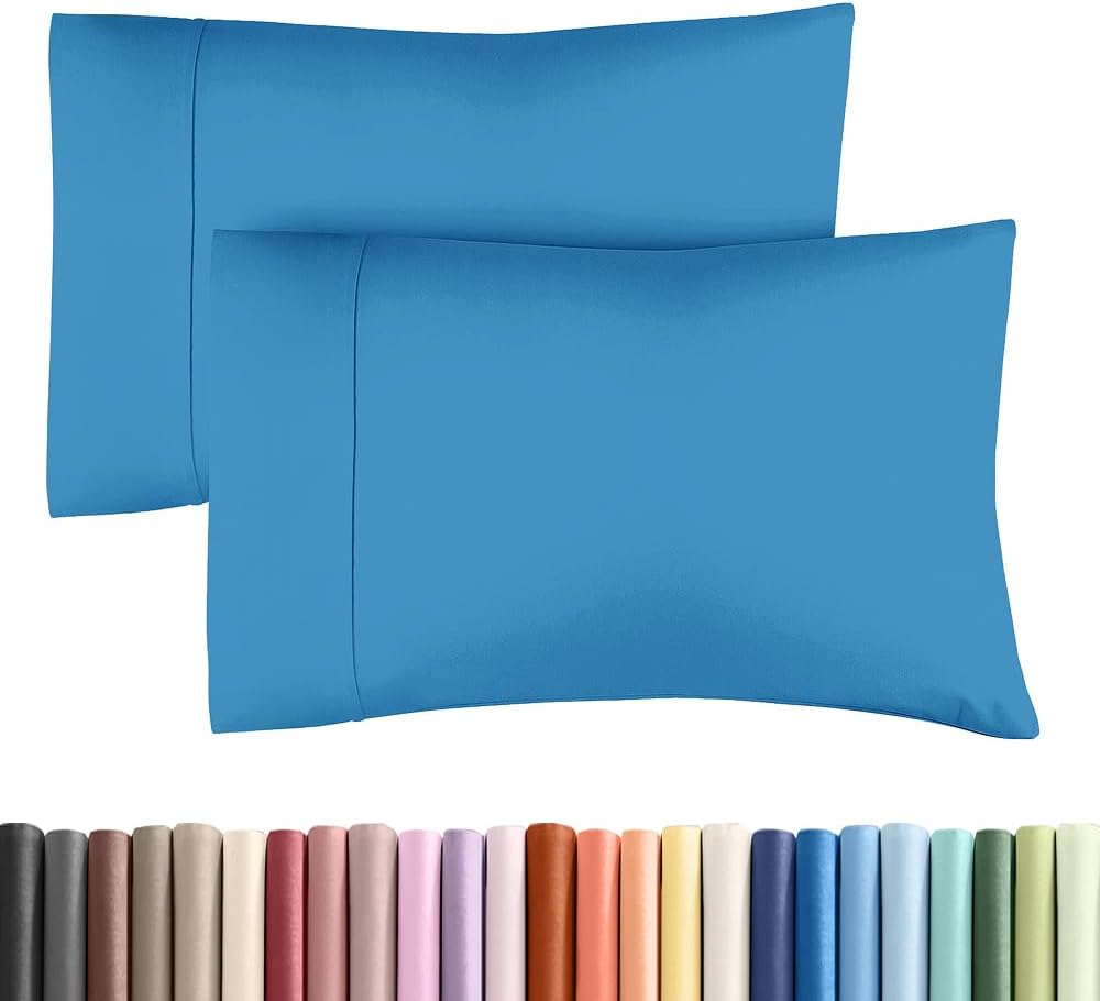 Queen Pillow Cases - 2 Pack - Super Soft Pillowcase Covers - Envelope Enclosure - Hotel Quality Pillow Protectors - Wrinkle Free, Shrink & Stain Resistant - Machine Washable - 20" x 30" (Denim Blue)