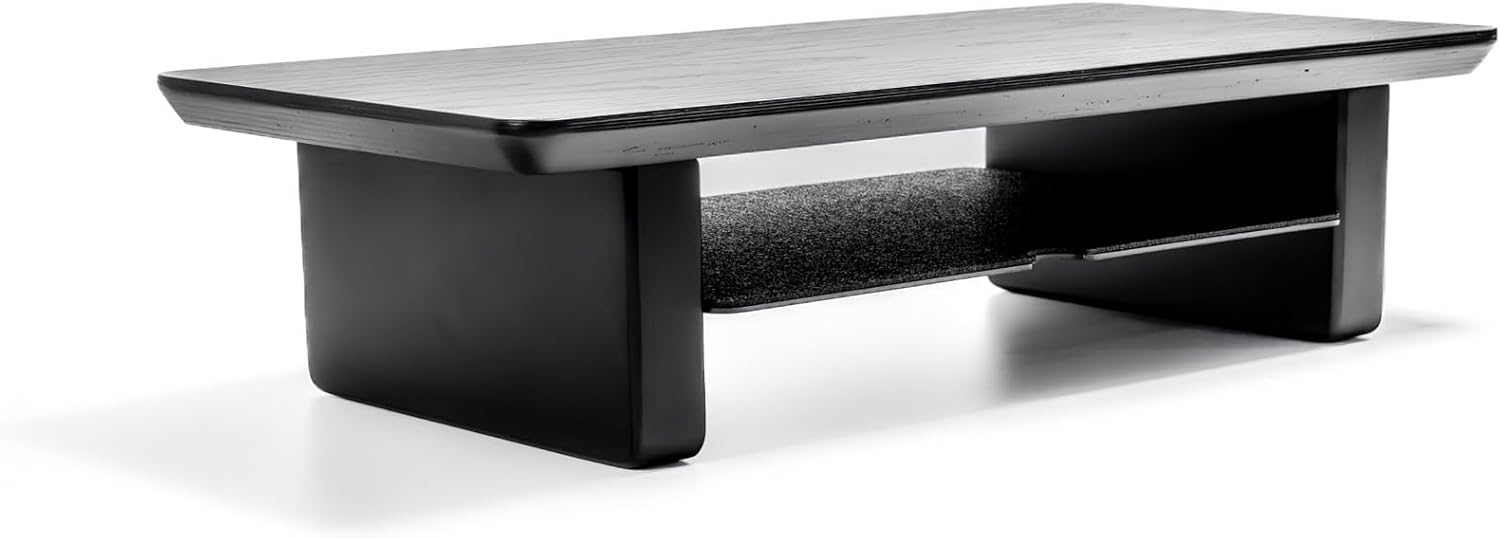Raico Desk Cockpit Shelf Monitor Stand System Dual Screen Setup Wood Large Desk Accessory Organizer Unit (Black Wood, Small | 18.8 Inches)