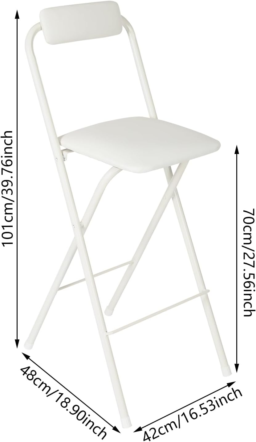 Folding Bar Stool with Back, 27 Inch Padded Counter Height Foldable Stool Por...