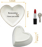 Mom Gifts from Daughter Son - Remember I Love You Mom Ceramic Jewelry Dish, Heart Shaped Trinket Dish Cute Small Ring Dish Holder Tray for Rings Earrings, Birthday Mothers Days Gift For Mom