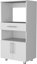 24.4" D*16.5" W*48.03" H Freestanding Kitchen Pantry with 2 Open Shelves, Single Door, Rectangular Storage Cabinet, Modern Minimalist, for Living Room, Dining Room, White
