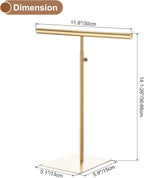 uxcell Necklace Display Stand Adjustable Height Jewelry Rack T Bar Tabletop Purse Holder for Home Boutique Store - Gold