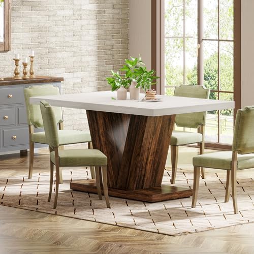 Tribesigns 47-Inch Dining Table for 4, White Kitchen Dinner Table with Heavy ...