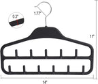 Belt Hanger, Tie Rack for Closet, Sturdy Belt Organizer with 360 Degree Swivel, 11 Large Sturdy Belt Hooks, Non Slip Rubberized Belt Rack, Black