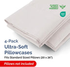 Standard Pillow Cases - 4 Pack - Super Soft Pillowcase Covers - Envelope Enclosure - Hotel Quality Pillow Protectors - Wrinkle Free, Fade & Stain Resistant - Machine Washable - 20" x 26" (Light Grey)