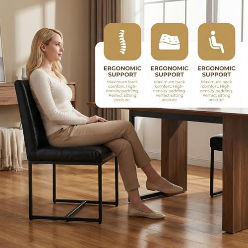 HNY Modern Dining Chairs Set of 6, Upholstered Leather Dining Room Chairs wit...