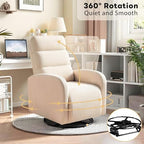 Swivel Rocker Chair, 360°Swivel Rocker Chairs with High Back Arms, Rocking Lazy Boy Chairs, Upholstered Swivels Corduroy Glider for Living Room, Bedroom, Nursing, Beige