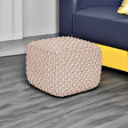 BIRDROCK HOME Square Pouf Ottoman - Cotton Braided Foot Stool with Bean Bag Filling - Compact and Comfortable Seating, Lightweight and Sturdy Boho Foot Rest for Living Room or Bedroom (Natural)