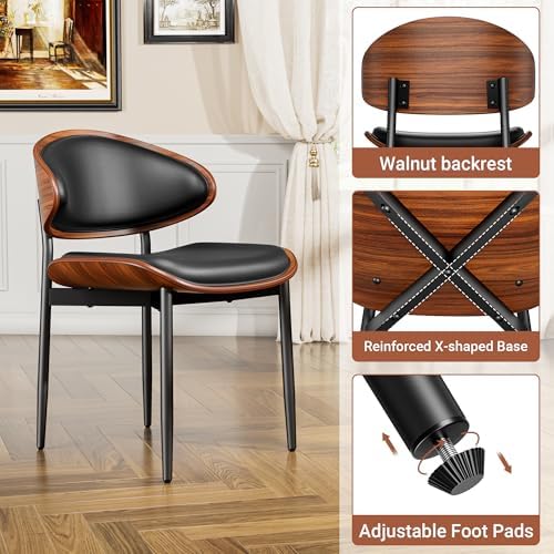 YaFiti Dining Chairs Set of 2, Mid Century Modern PU Leather Kitchen Chairs |...