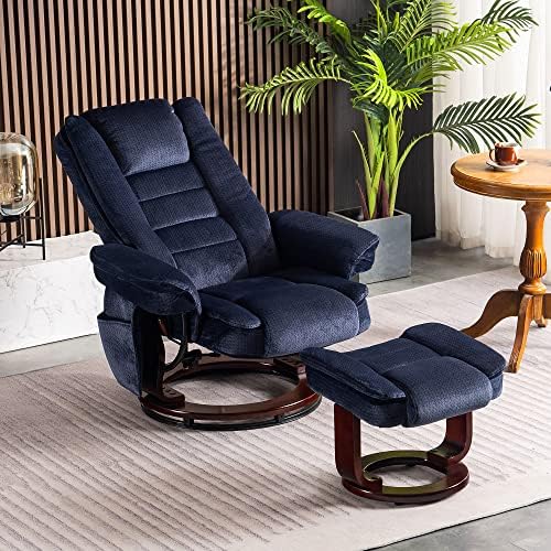 MCombo Swivel Recliner with Ottoman Chair, TV Chair Sets with Vibration Massa...