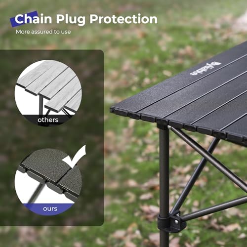 Byliable Folding Camping Table, Portable Aluminum Adjustable Height, Black | ...