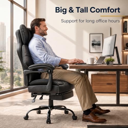 GTPLAYER Big&Tall Ergonomic Gaming Chair, Wide Spring Seat, Linkage Armre...