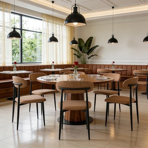 FREKEN Modern Upholstered Dining Chairs Set of 4, Mid-Century Metal Frame Lin...