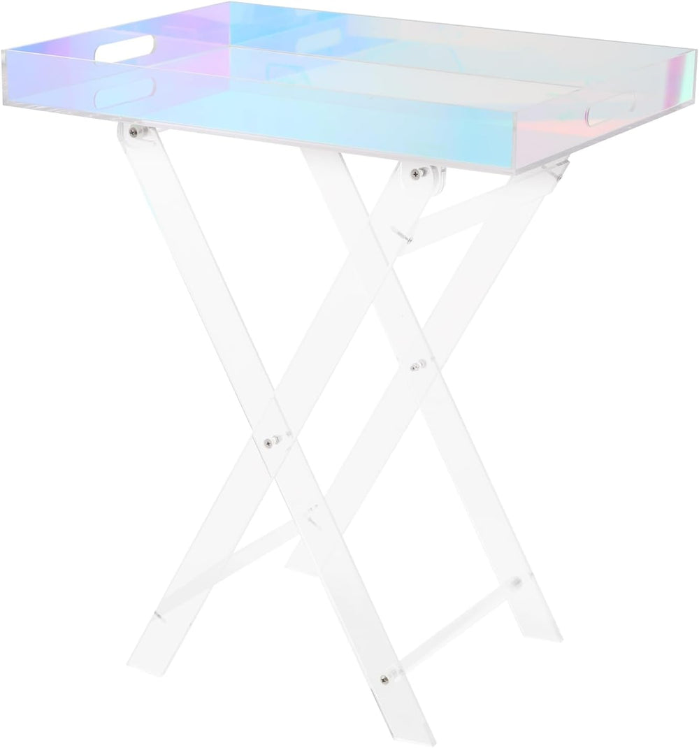 Acrylic Folding Tray Table,Iridescent End Table,Colorful Acrylic Side Table,R...
