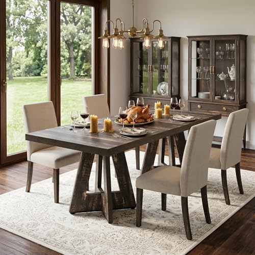 LITTLE TREE 31.5" Square Dining Table for 4, Small Space Kitchen Table w...