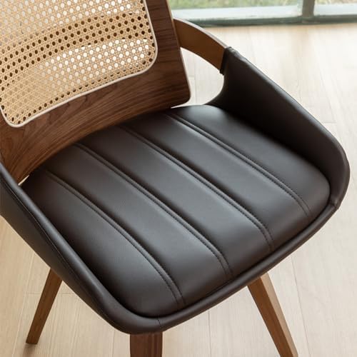 Set of 1 Swivel Rattan Dining Chair - Mid Century Modern Dining Chair with Be...