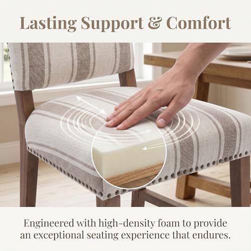 ROCITY Linen Dining Chairs Set of 4 Upholstered Farmhouse Dining Room Chairs ...