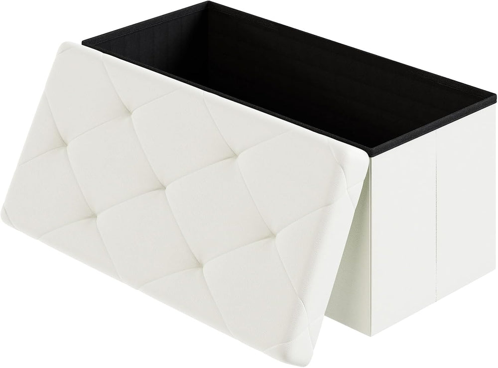 DUMOS 30 Inches Folding Ottoman with Storage Bench, Foot Rest Stool, End of B...