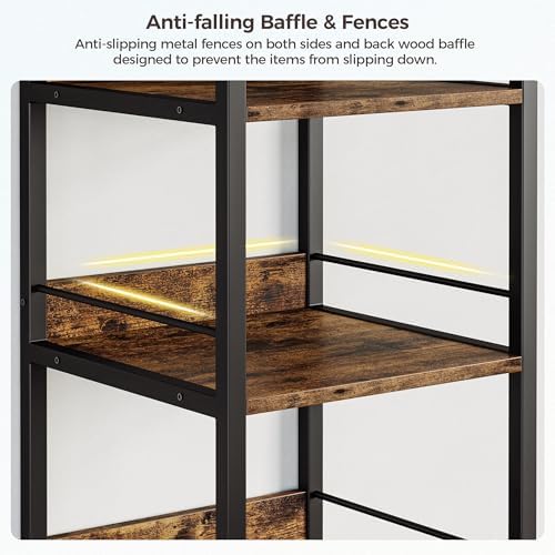 IRONCK 75" Tall Narrow Book Shelf, 6-Tier Open Bookshelf, Rustic Brown