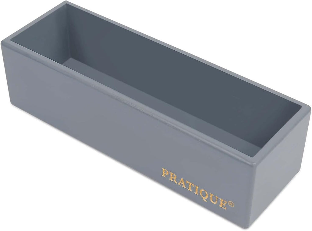 Bamboo Drawer Organizer - Kitchen Utensil Organizer Silverware Tray Cutlery Holder，Office Desk Supplies and Accessories,8.9 * 3 * 2.6,Grey