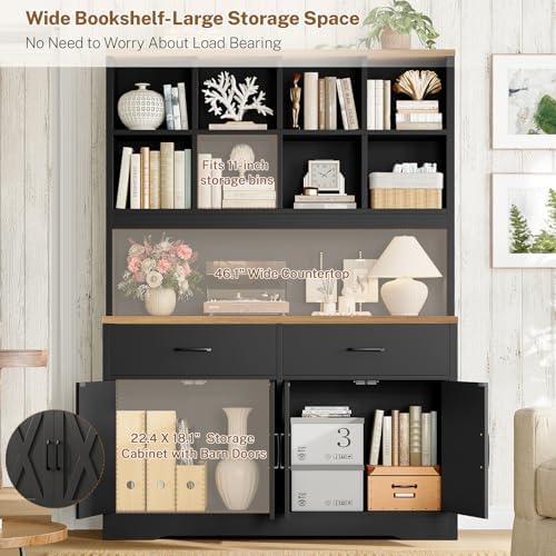 TEENFON Storage Cabinet with Doors and Drawers, Pantry Cabinets, 5 Tier Floor...
