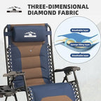 Zero Gravity Chair Oversized Recliner Padded Reclining Patio Chairs Folding XL Anti Gravity Lounge Chair with Adjustable Pillow and Cup Holder for Outdoor Camping Patio Lawn