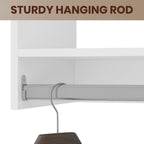 ROOMTEC 34.5" Tall Hanging Closet Unit, Modular Closet System with Hanging Rod, Wardrobe Organizer for Bedroom or Walk-in Closet, Wall Mounted, Customizable Clothes Storage Unit, White