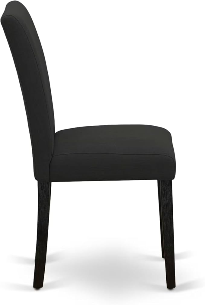 East West Furniture V627AB624-5 5 Piece Dining Set Includes a Rectangle Dining Room Table with V-Legs and 4 Black Color Linen Fabric Upholstered Parson Chairs, 40x72 Inch, Multi-Color