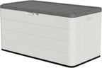 TARKARI Premium Pro Edition 100 Gallon Lockable Resin Deck Box, Waterproof & UV-Resistant Outdoor Storage Box for Outdoor Cushion Storage, Garden Tools & Pool Accessories Storage, White