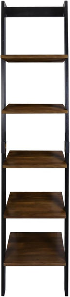 Kavari 5-Tier Leaning Ladder Bookcase with Solid American Gum Shelves - Black/Walnut