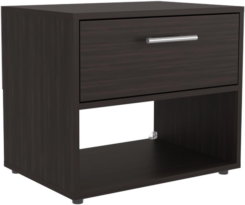 Modern Fluted Nightstand 4 Legs, Farmhouse End Table with Open Space and Draw...