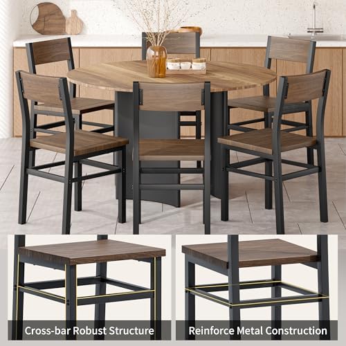 MECHYIN Nut-Brown Dining Chairs Set of 6, Farmhouse Kitchen Room Chairs