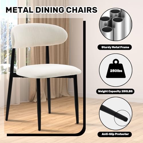 UVV Dining Chairs Set of 6, Metal Kitchen Chairs with Modern Fabric Upholster...