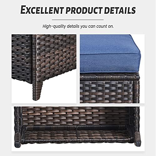 Belord Outdoor Furniture Ottoman Set of 2 Patio Seating Footstool All-Weather...