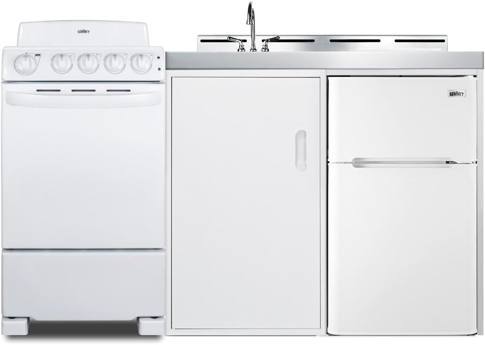 Summit 60" All-in-One Kitchenette, White- ACK60COILW | Includes 4 Burner...
