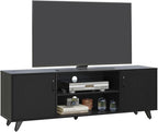 Panana Mid Century TV Stand Entertainment Center with 2 Doors, Wooden Medial Console Table for Living Room Furniture, 53.5" x 15" x 21.7" (Black)