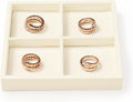 Oirlv Microfiber 4 Grids Stackable Jewelry Display Trays Showcase Jewelry Organizer Storage Trays(Beige)