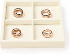 Oirlv Microfiber 4 Grids Stackable Jewelry Display Trays Showcase Jewelry Organizer Storage Trays(Beige)