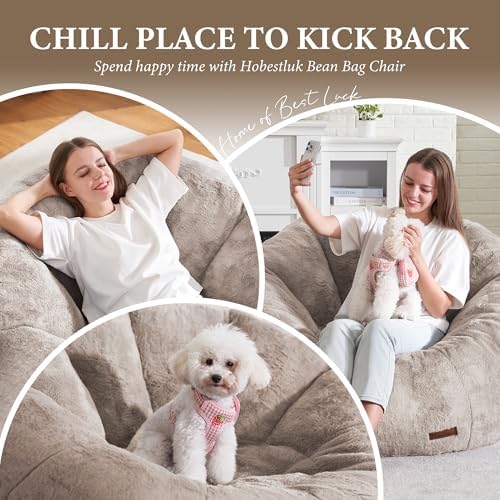 Hobestluk Large Bean Bag Chair for Adults to Relax, Donut-Shaped (Brown) | Sp...