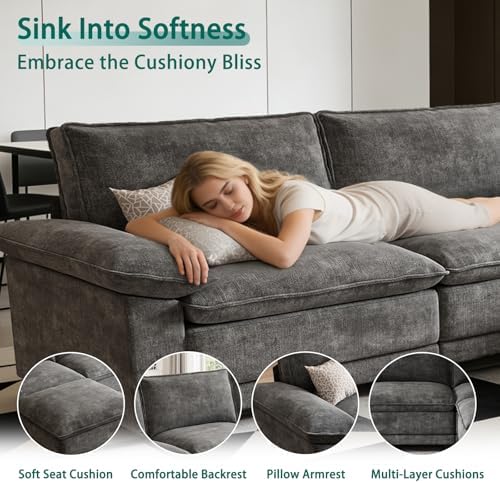 140" Modular Sectional Couch, U Shaped Cloud Sofa for Living Room | Comf...